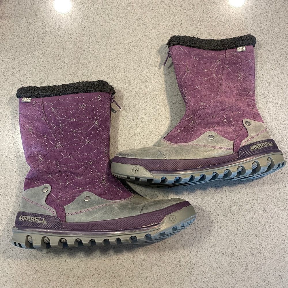 Merrell Silversun Waterproof Insulated Boot Women size 8 Purple Suede